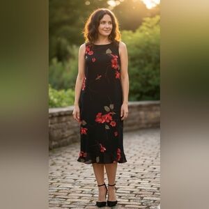 Women's Jessica Howard Dress - Black With Floral Pattern - Read Description